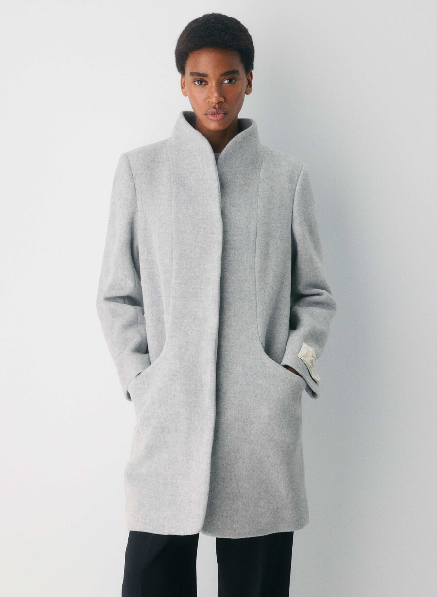 the cocoon coat new - wool cashmere heather light grey