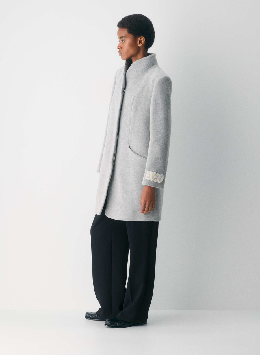 the cocoon coat new - wool cashmere heather light grey