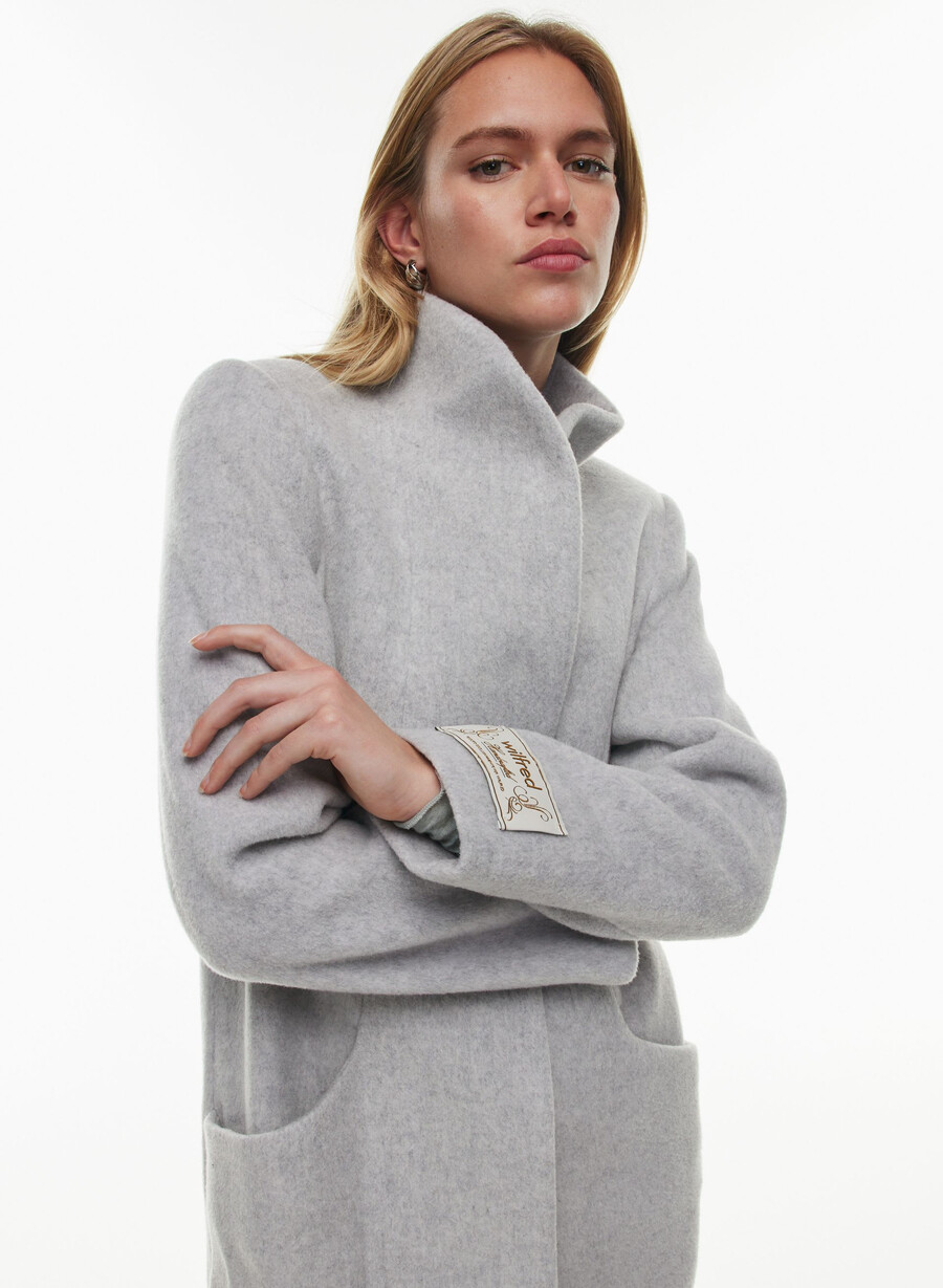 the cocoon long coat - wool cashmere heather light grey