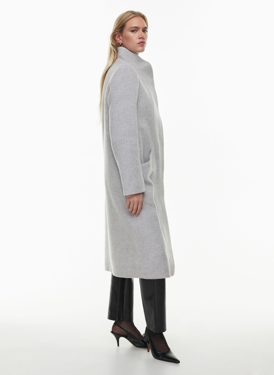 the cocoon long coat - wool cashmere heather light grey