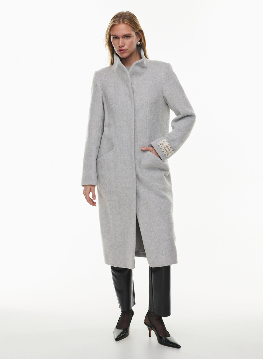the cocoon long coat - wool cashmere heather light grey
