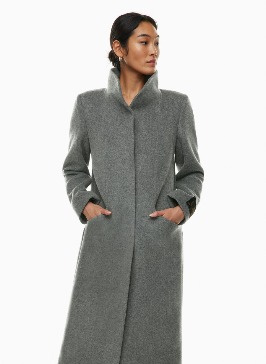 the cocoon long coat - wool cashmere heather dark grey
