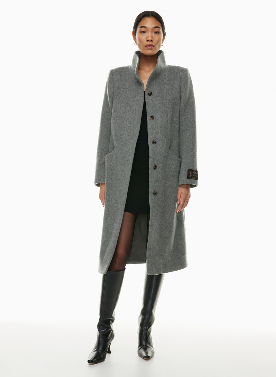 the cocoon long coat - wool cashmere heather dark grey