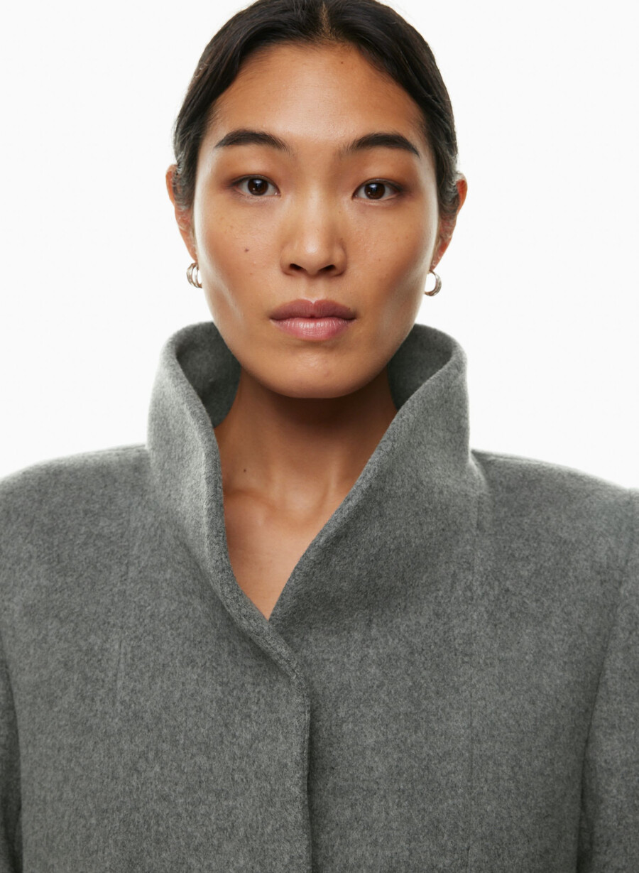 the cocoon long coat - wool cashmere heather dark grey