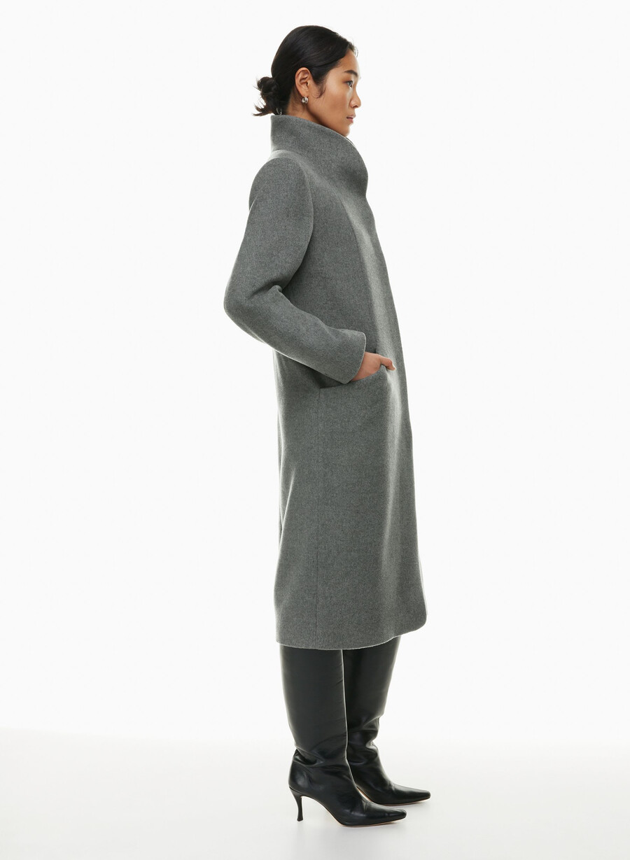 the cocoon long coat - wool cashmere heather dark grey