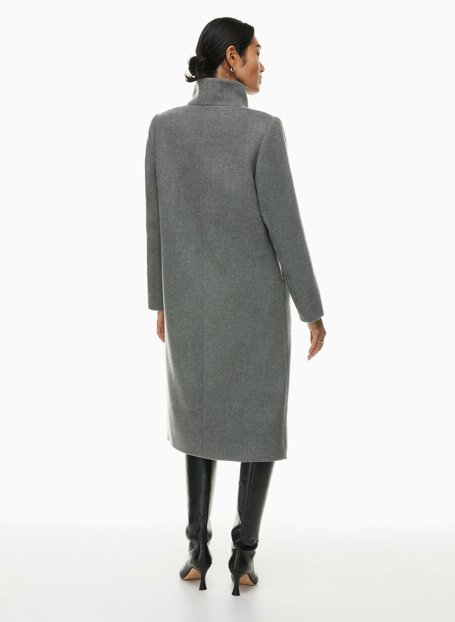 the cocoon long coat - wool cashmere heather dark grey