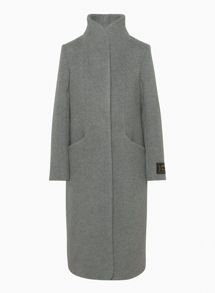 the cocoon long coat - wool cashmere heather dark grey