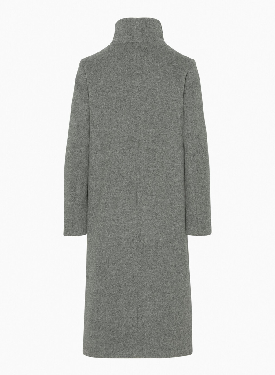 the cocoon long coat - wool cashmere heather dark grey