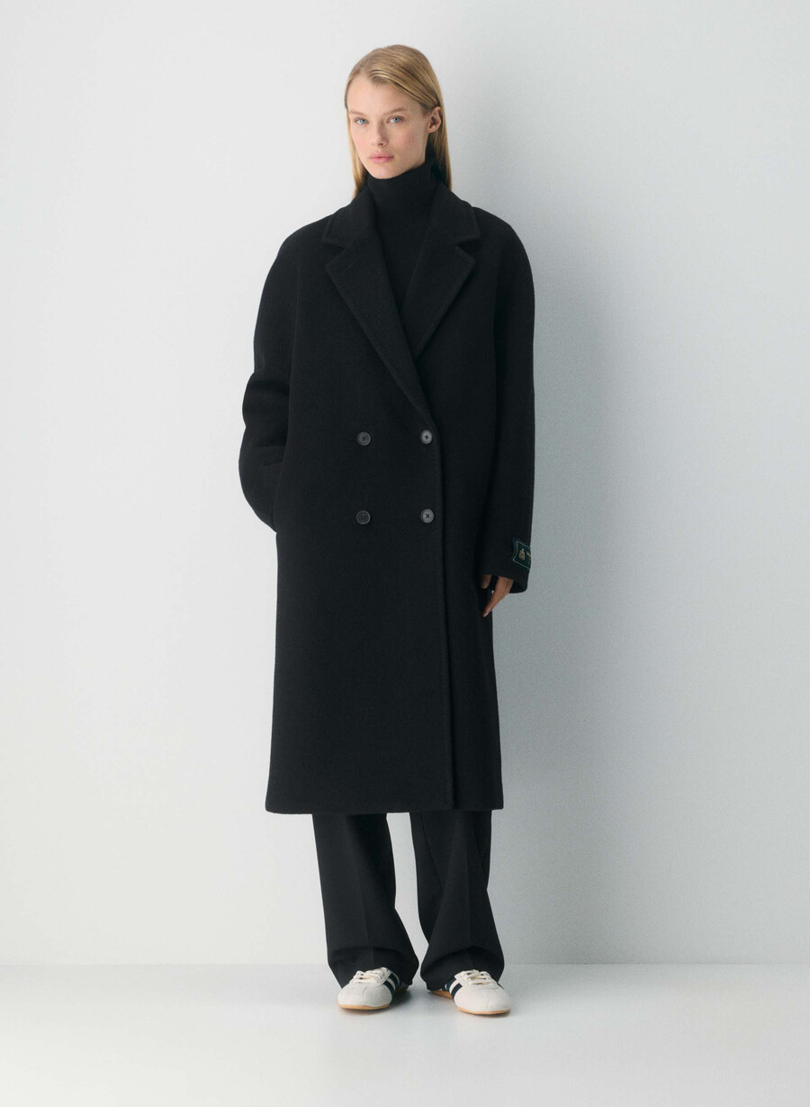 the slouch coat new - recamel wool black