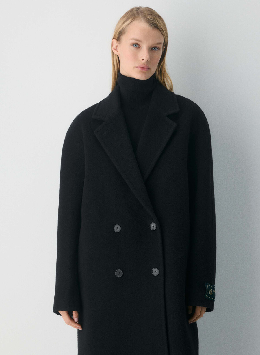the slouch coat new - recamel wool black