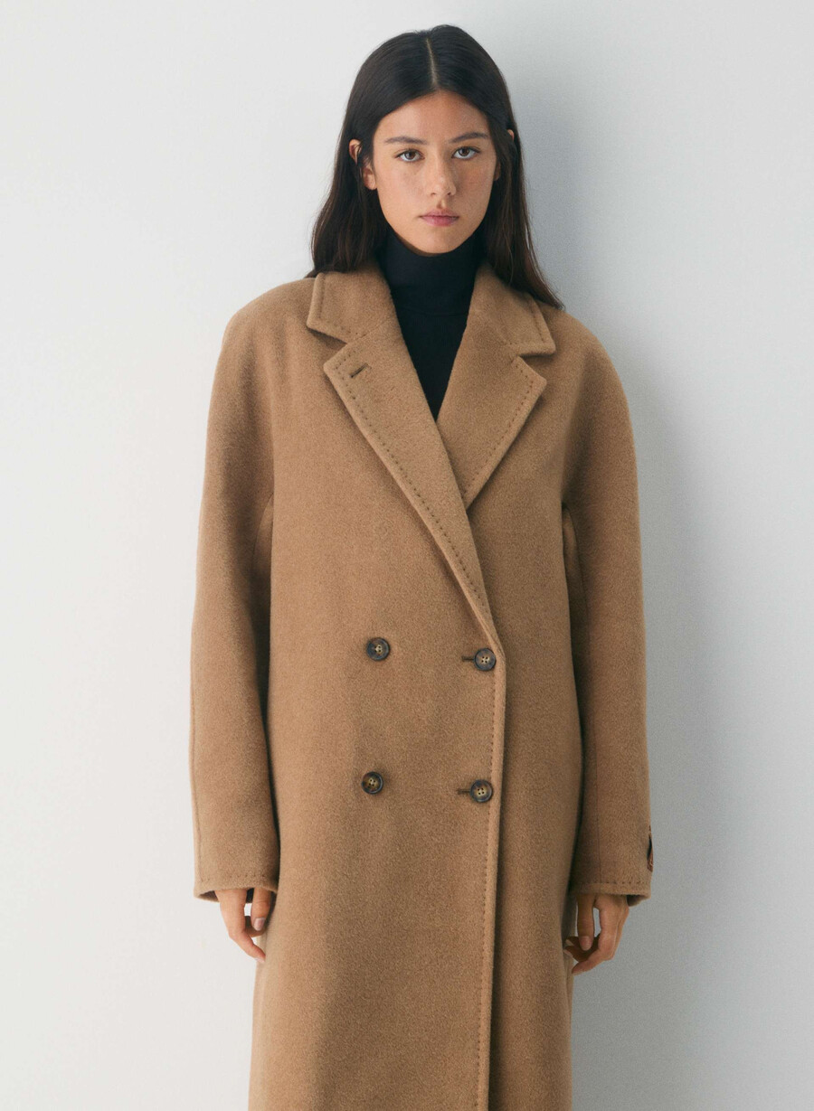 the slouch coat new - recamel wool cocoa sand