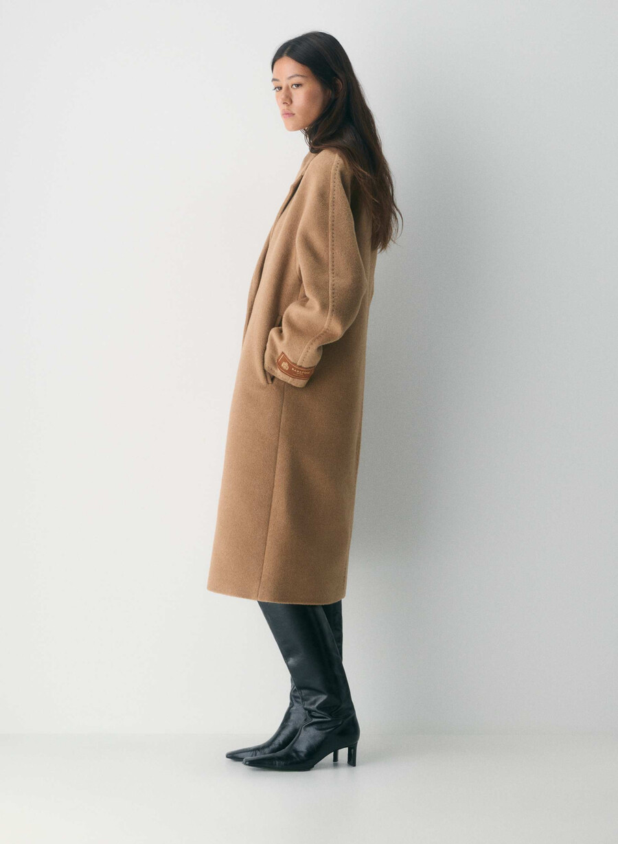 the slouch coat new - recamel wool cocoa sand