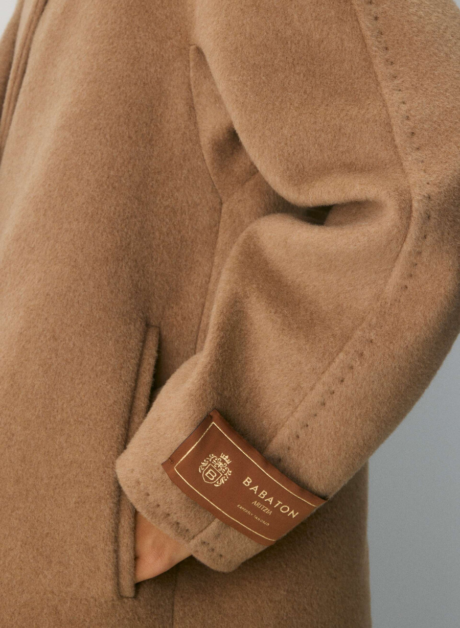 the slouch coat new - recamel wool cocoa sand