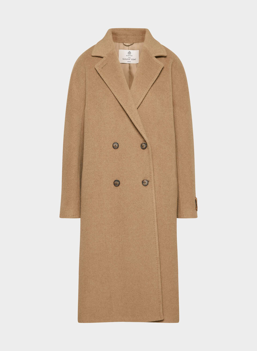 the slouch coat new - recamel wool cocoa sand