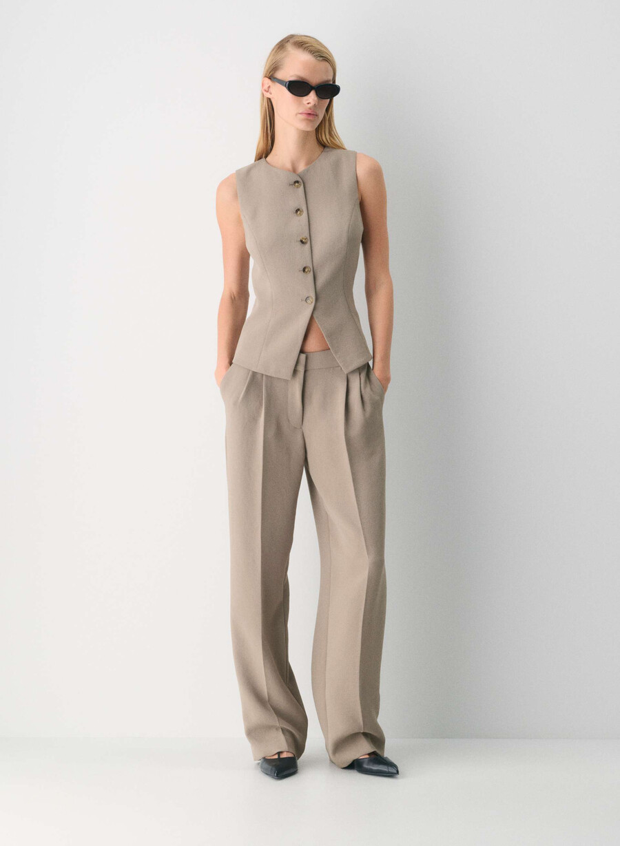 the effortless pant lo-rise - crepette nomad taupe