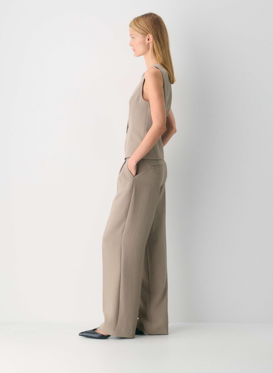 the effortless pant lo-rise - crepette nomad taupe