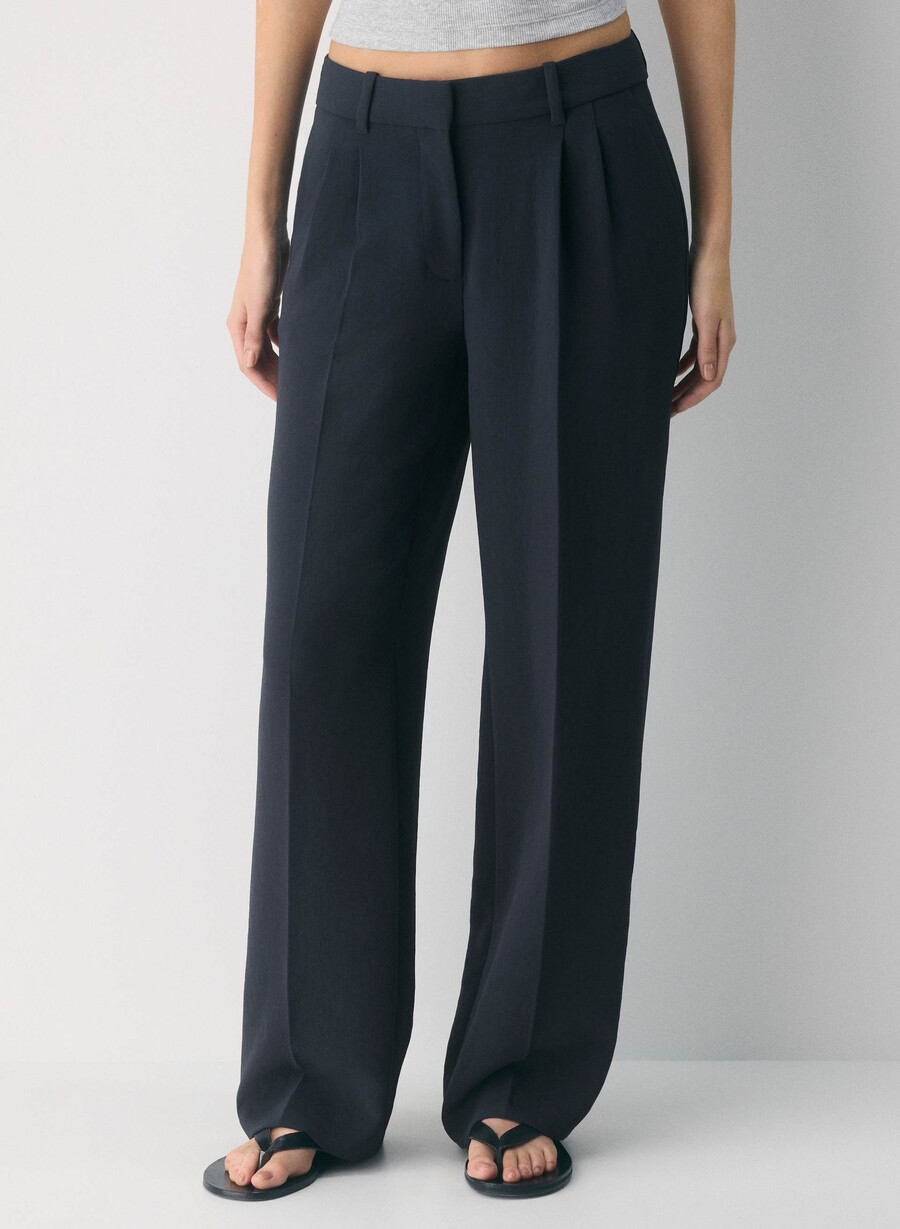 the effortless pant lo-rise - crepette dark night navy