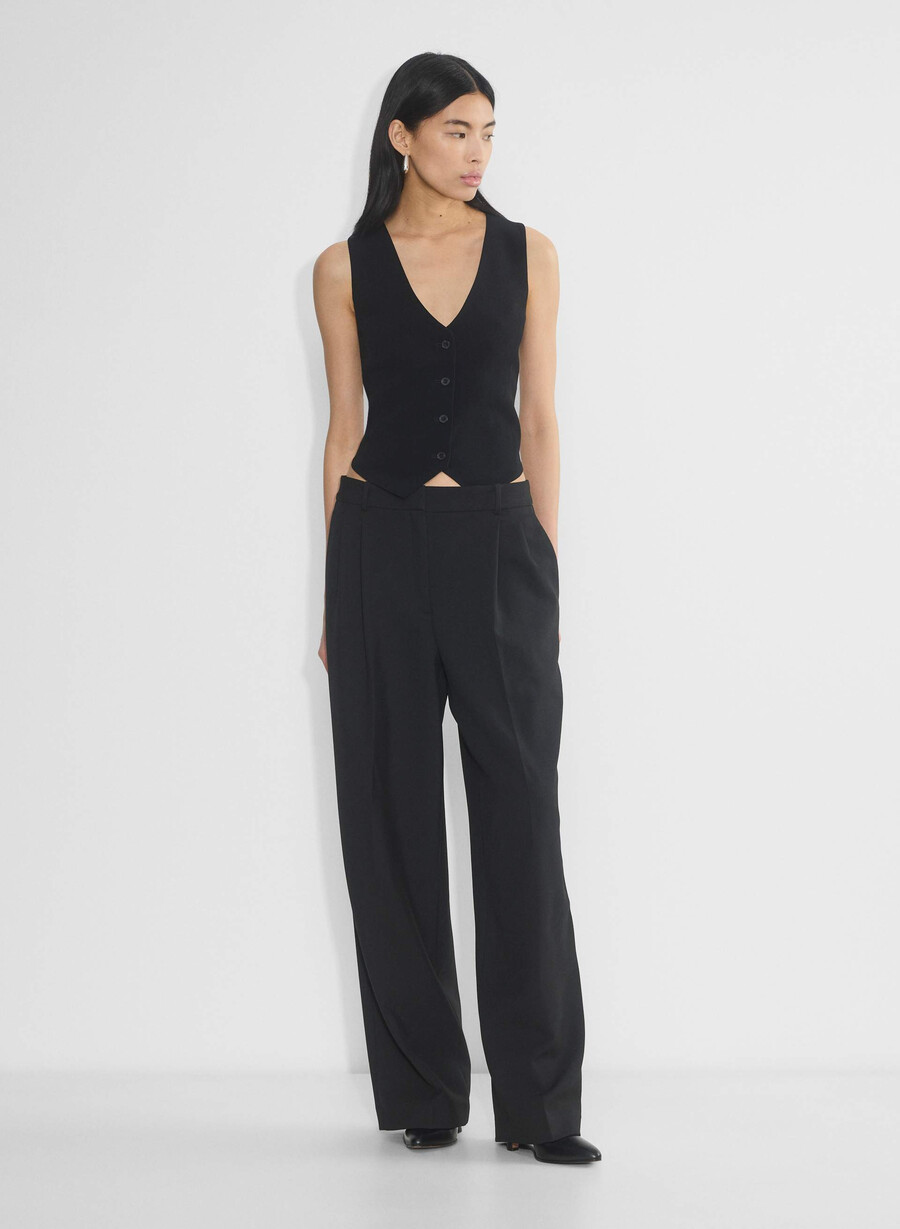 deniro vest - mirror crepe black
