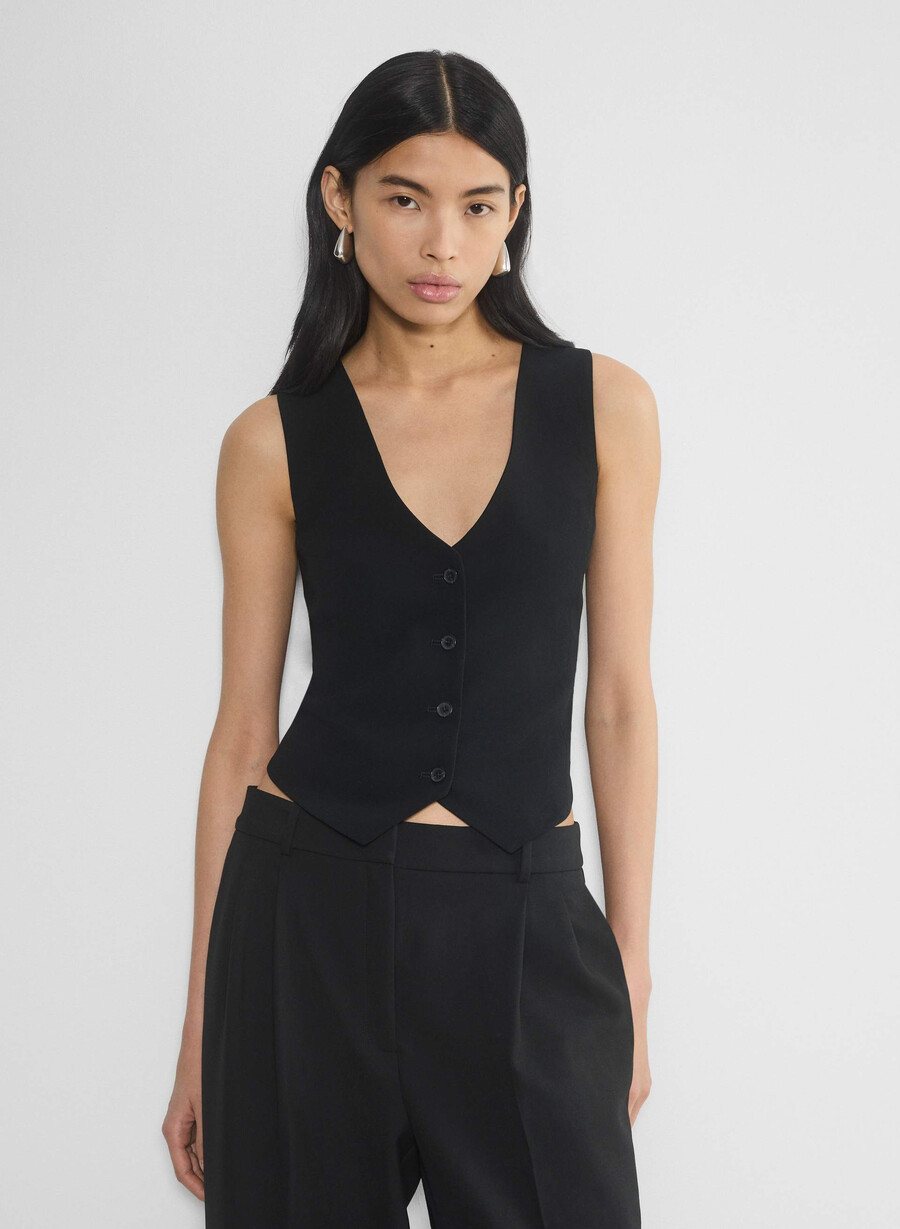 deniro vest - mirror crepe black