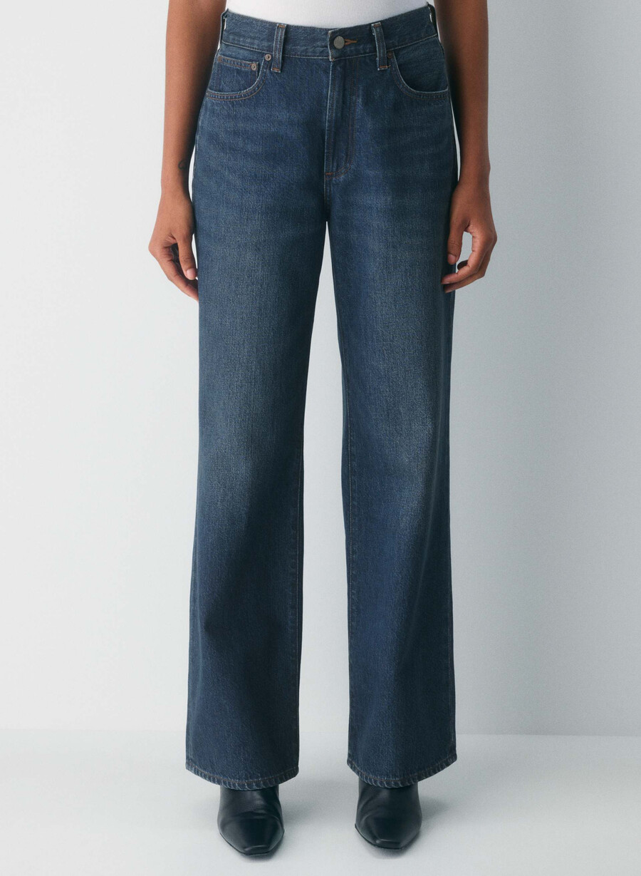 denim forum the farrah hi-rise wide jean be about dark bleu