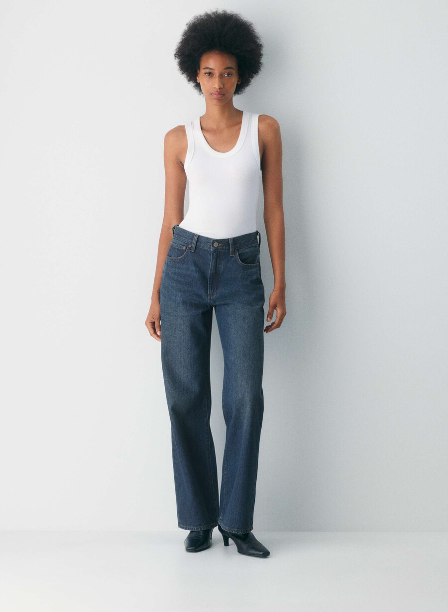 denim forum the farrah hi-rise wide jean be about dark bleu