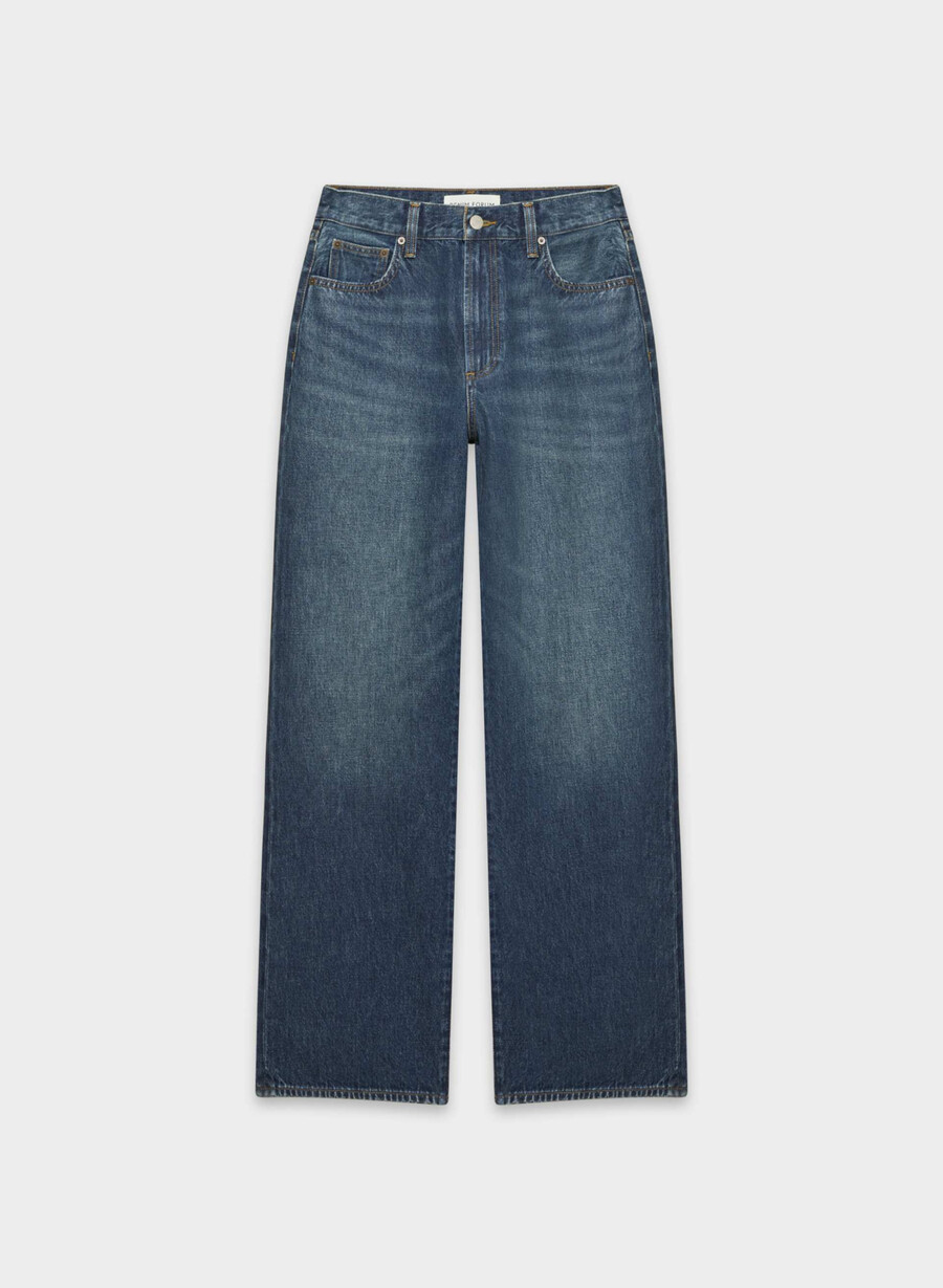 denim forum the farrah hi-rise wide jean be about dark bleu