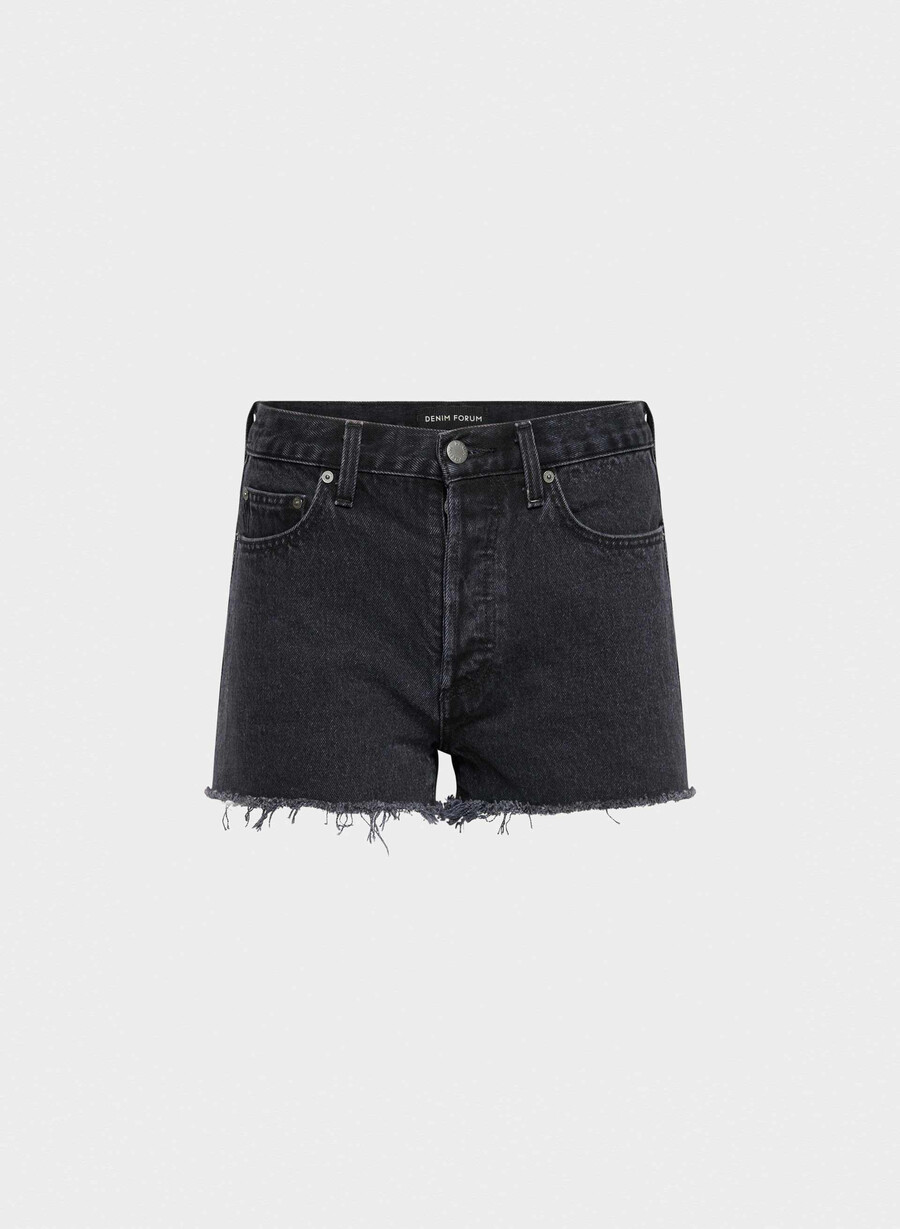 denim forum the ex-boyfriend hi-rise denim short black eyeliner