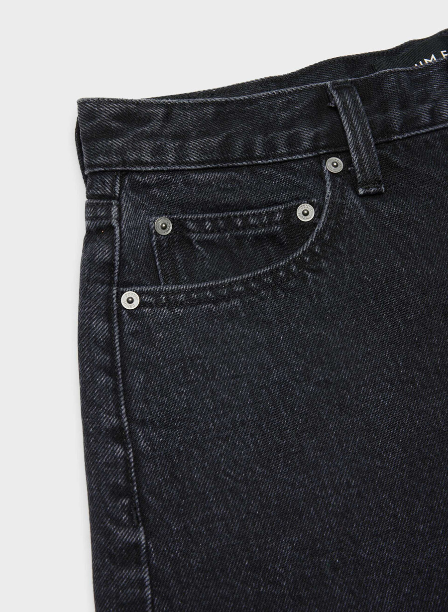denim forum the ex-boyfriend hi-rise denim short black eyeliner