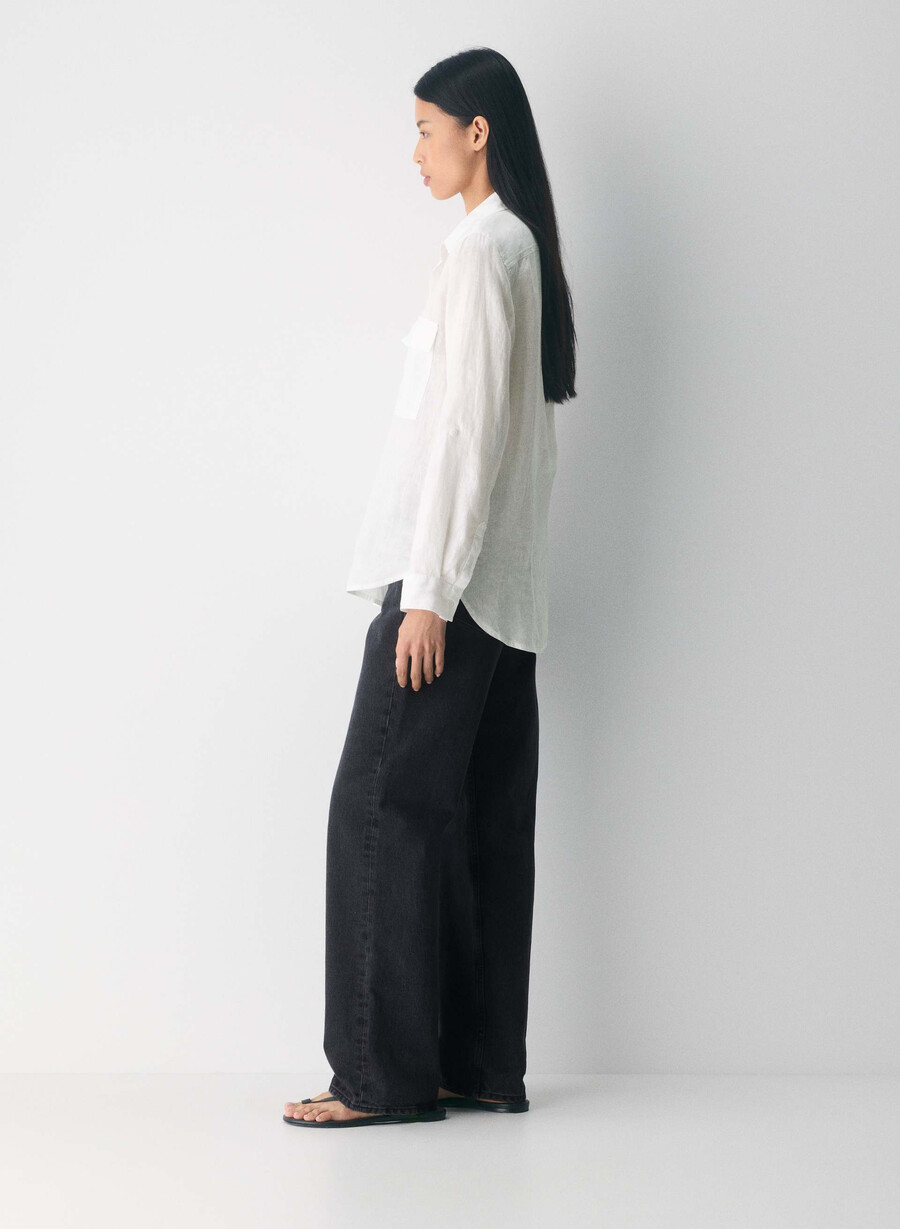 utility linen shirt white