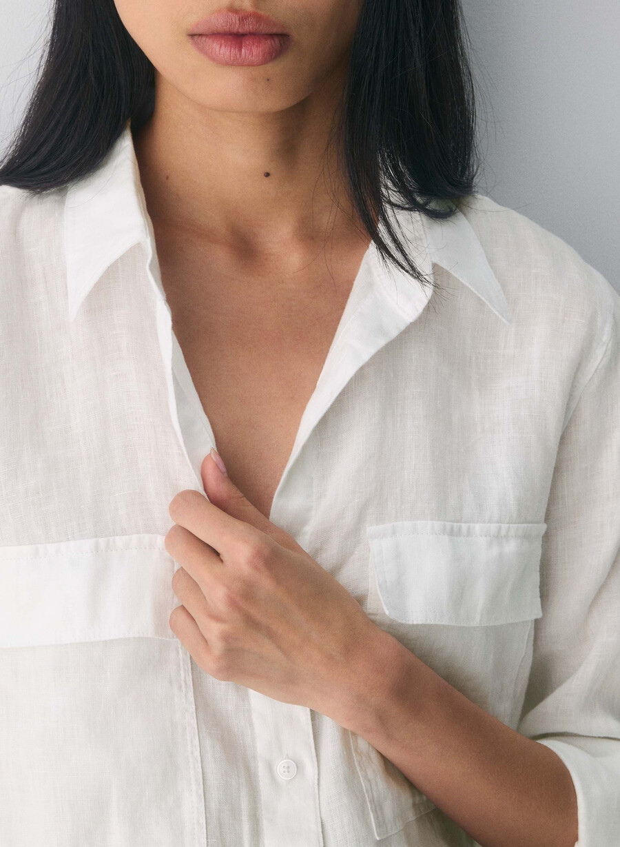 utility linen shirt white
