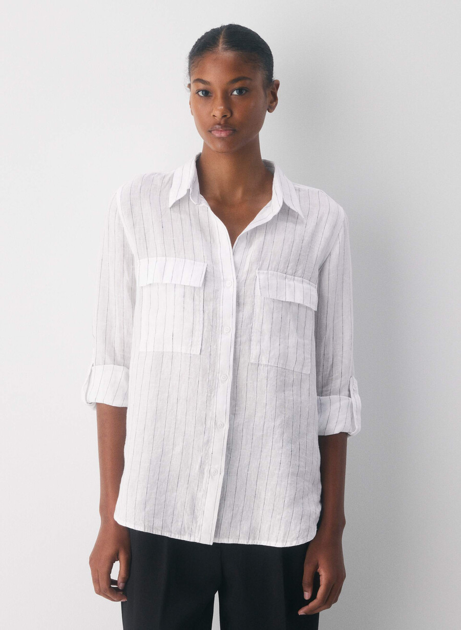 utility linen shirt hndsn strp wtadmira