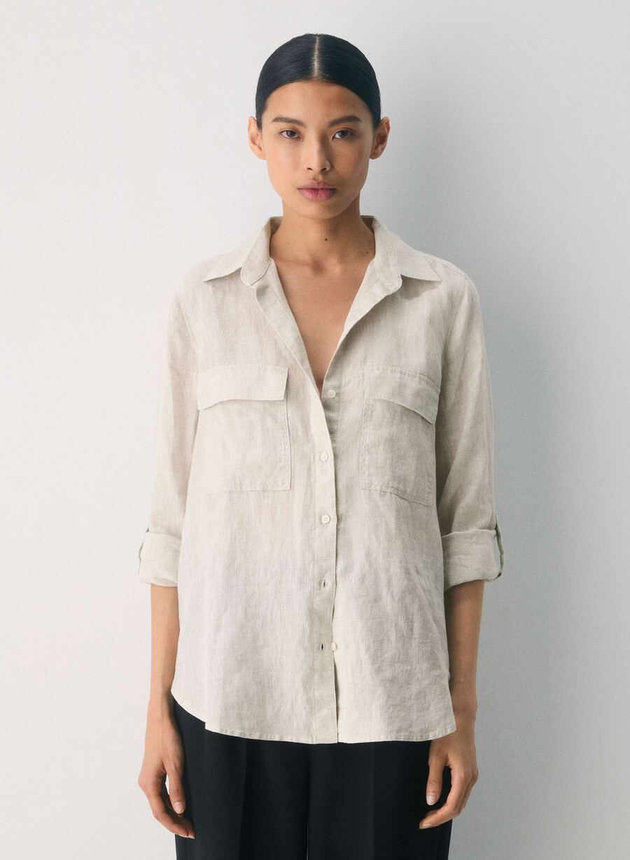 utility linen shirt undyed ecru