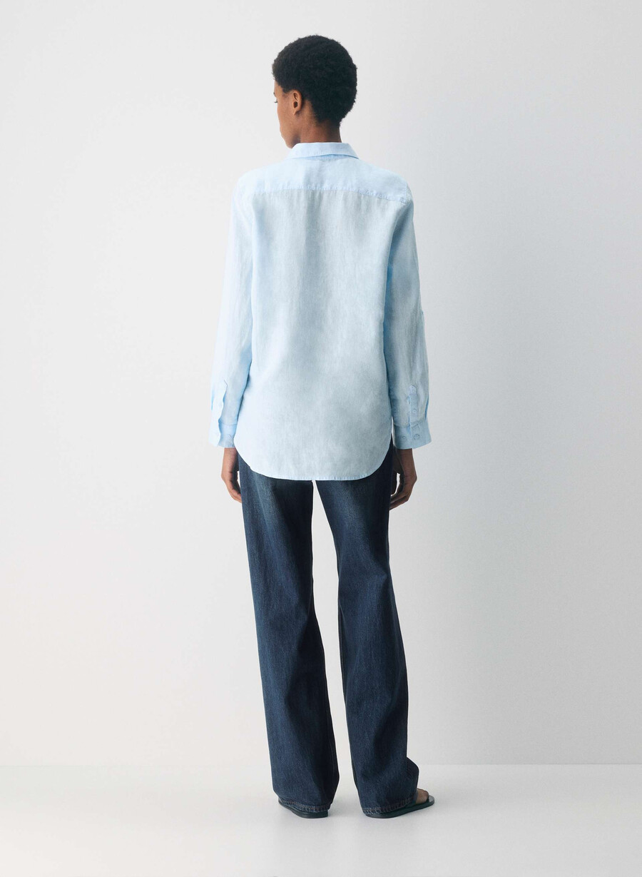 utility linen shirt villa blue