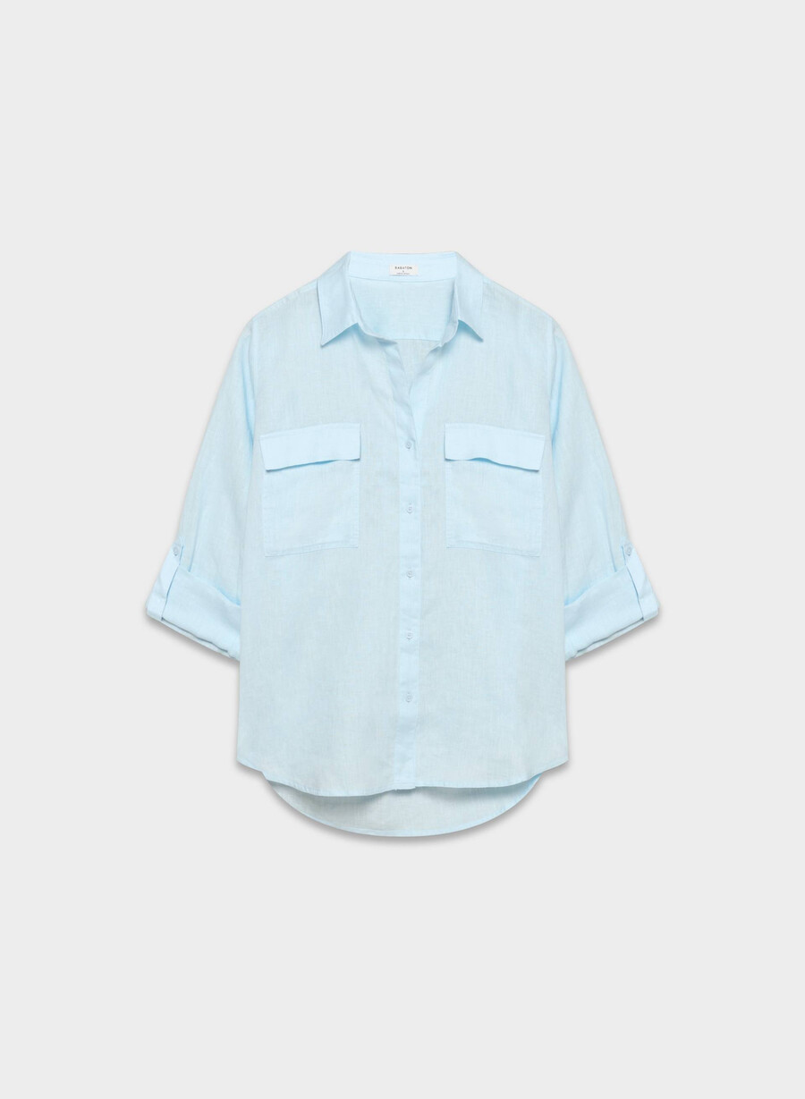 utility linen shirt villa blue