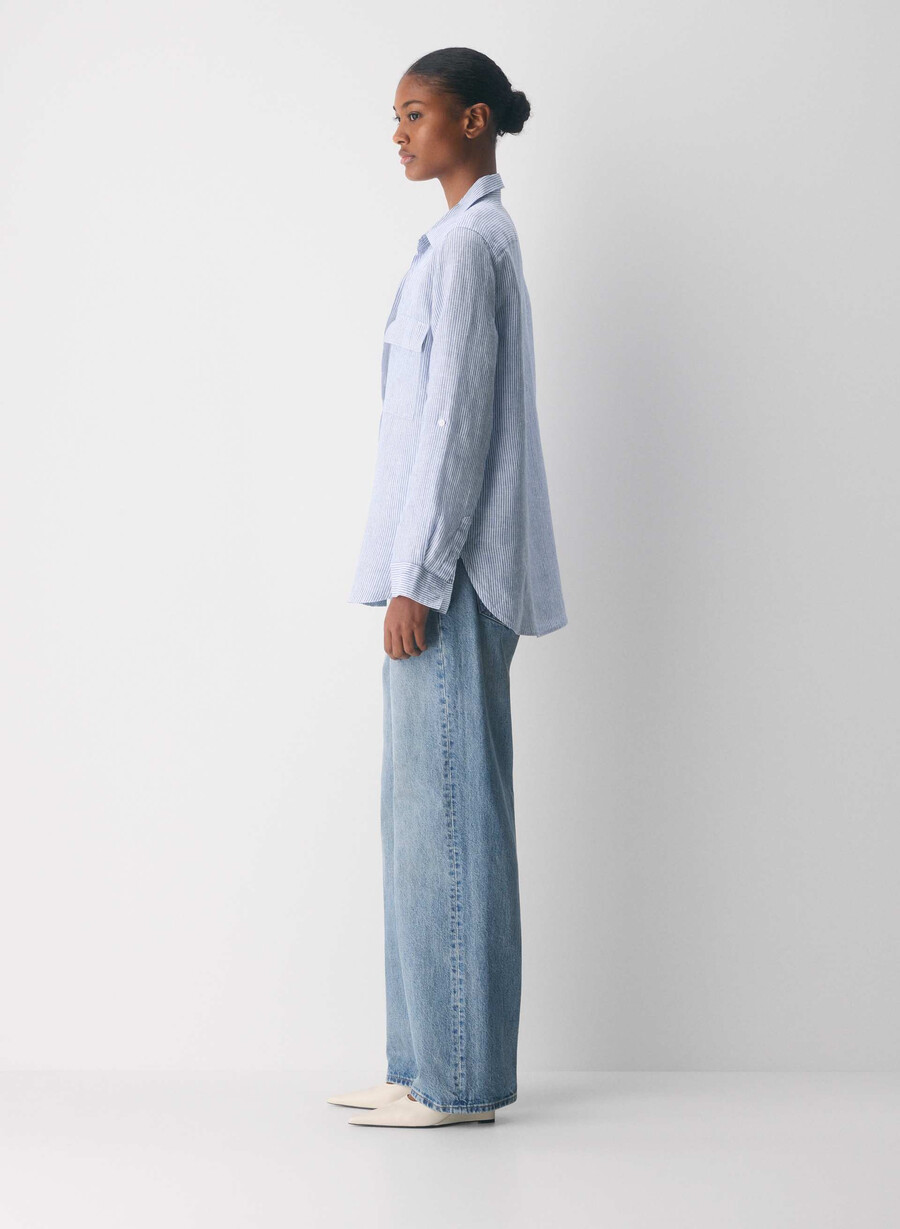 utility linen shirt wlson strp fr blb w