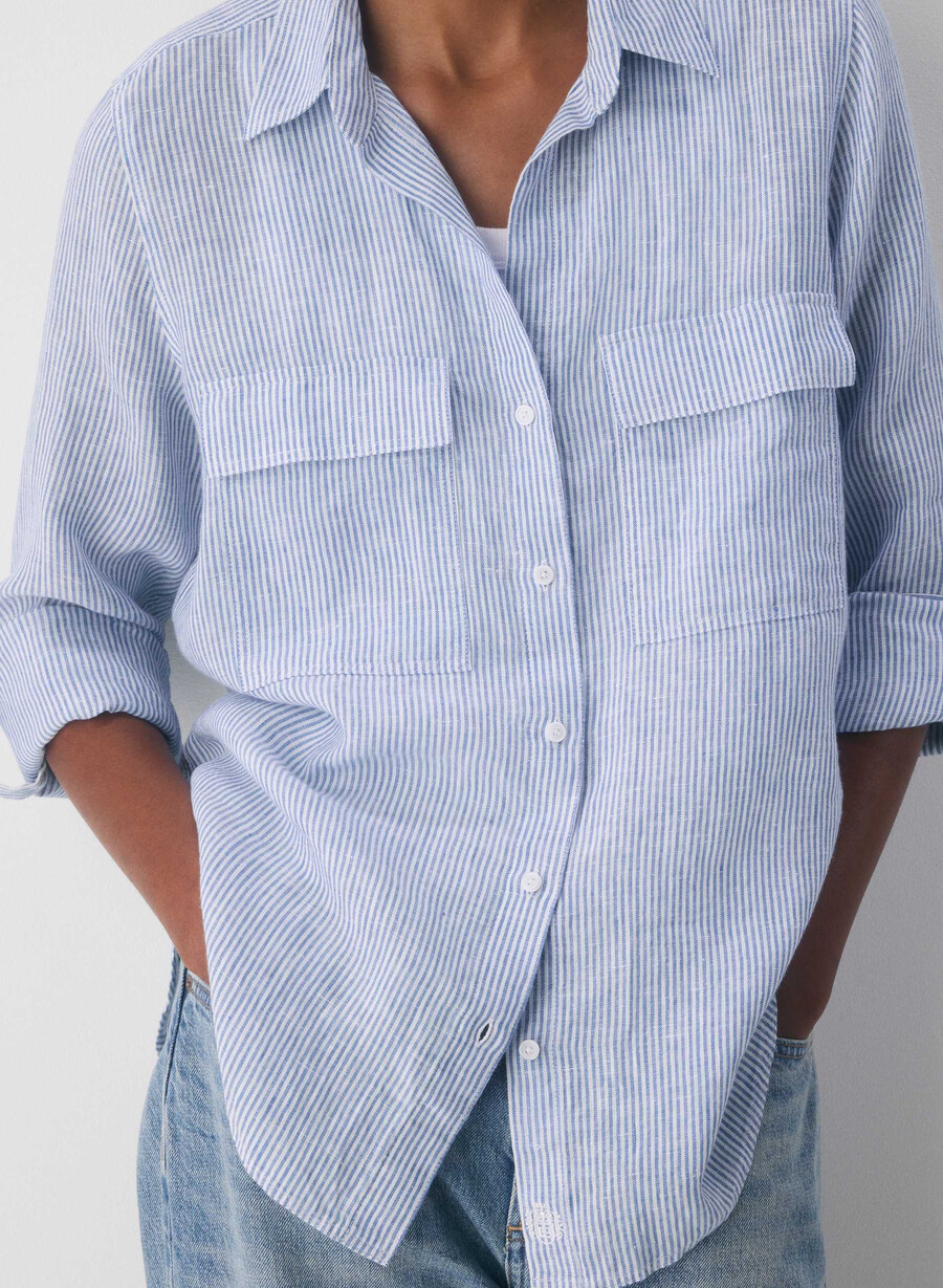 utility linen shirt wlson strp fr blb w
