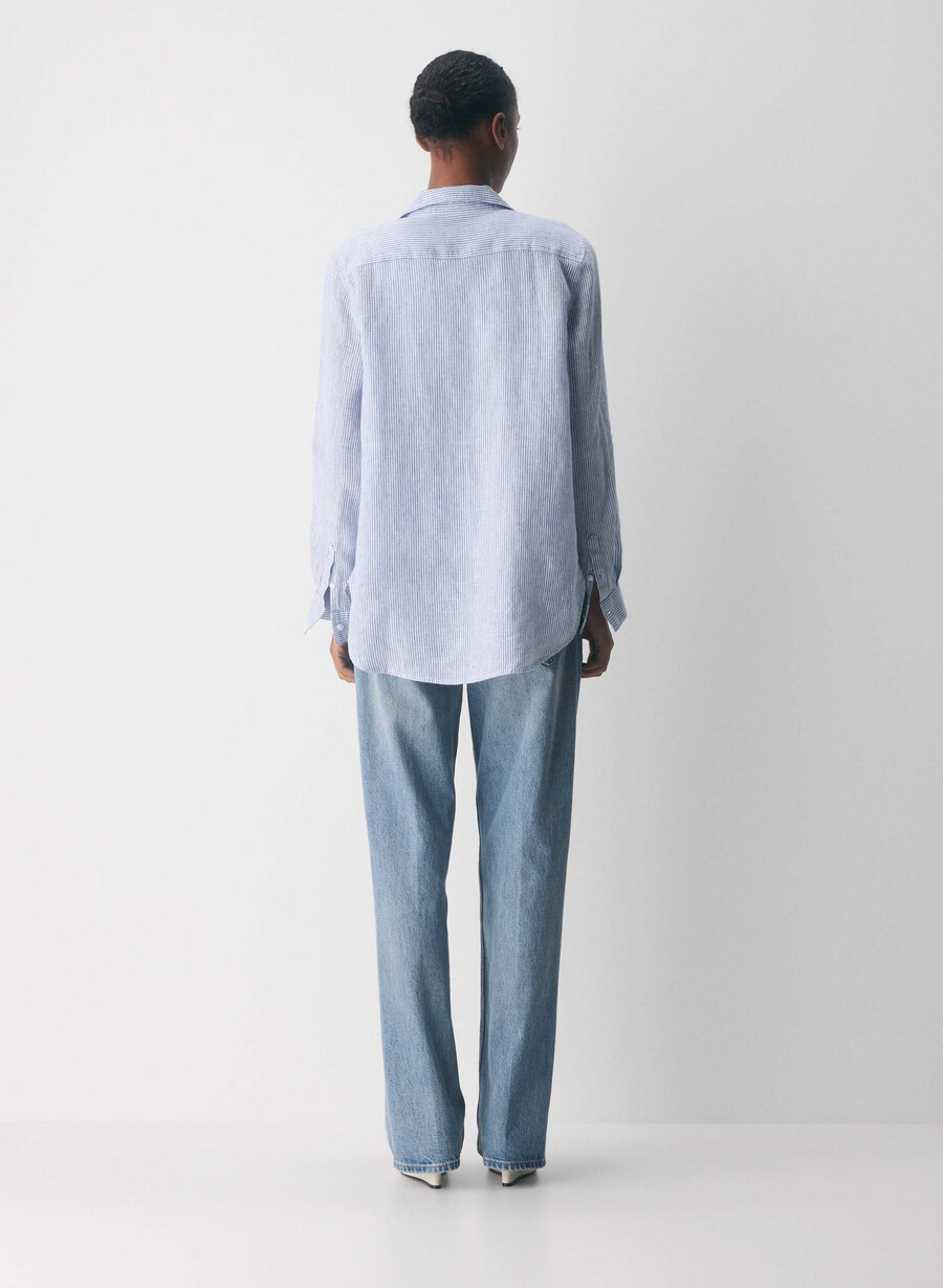 utility linen shirt wlson strp fr blb w