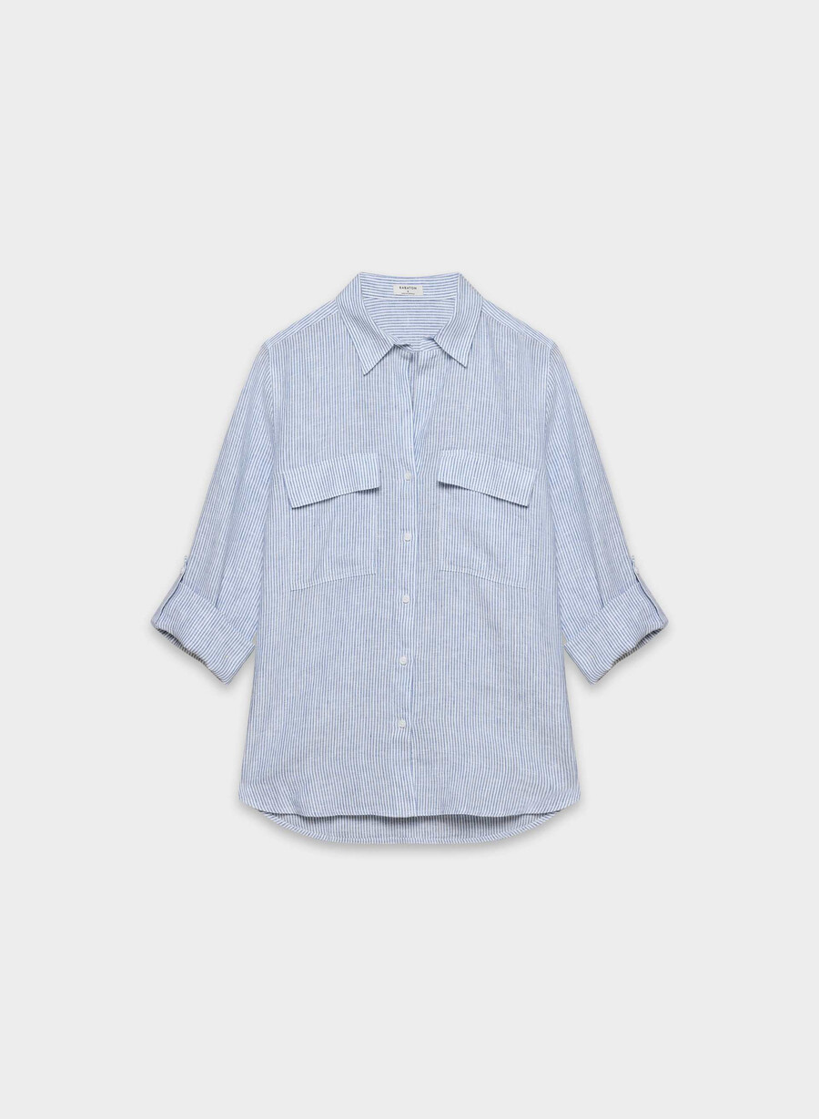 utility linen shirt wlson strp fr blb w