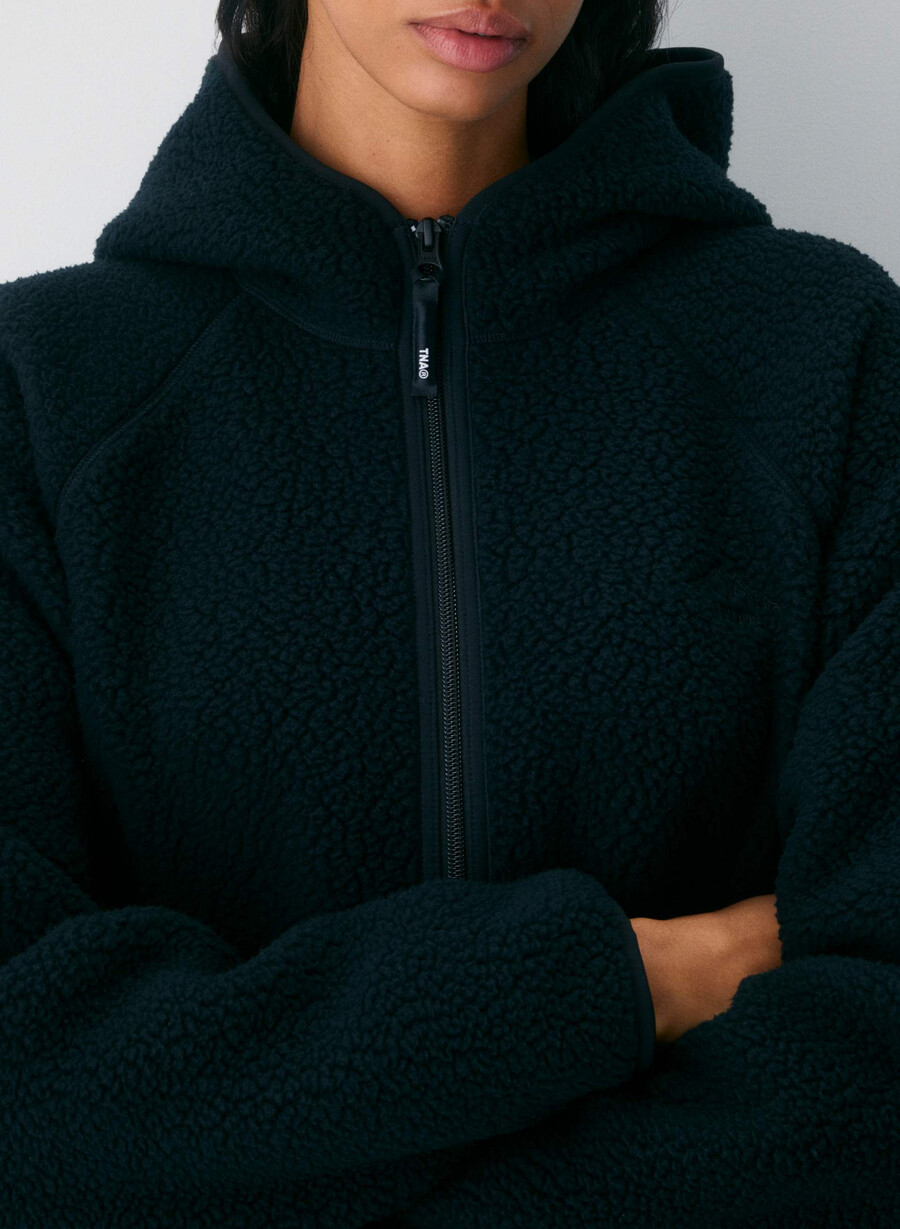 polartec thermal pro raglan zip hoodie black