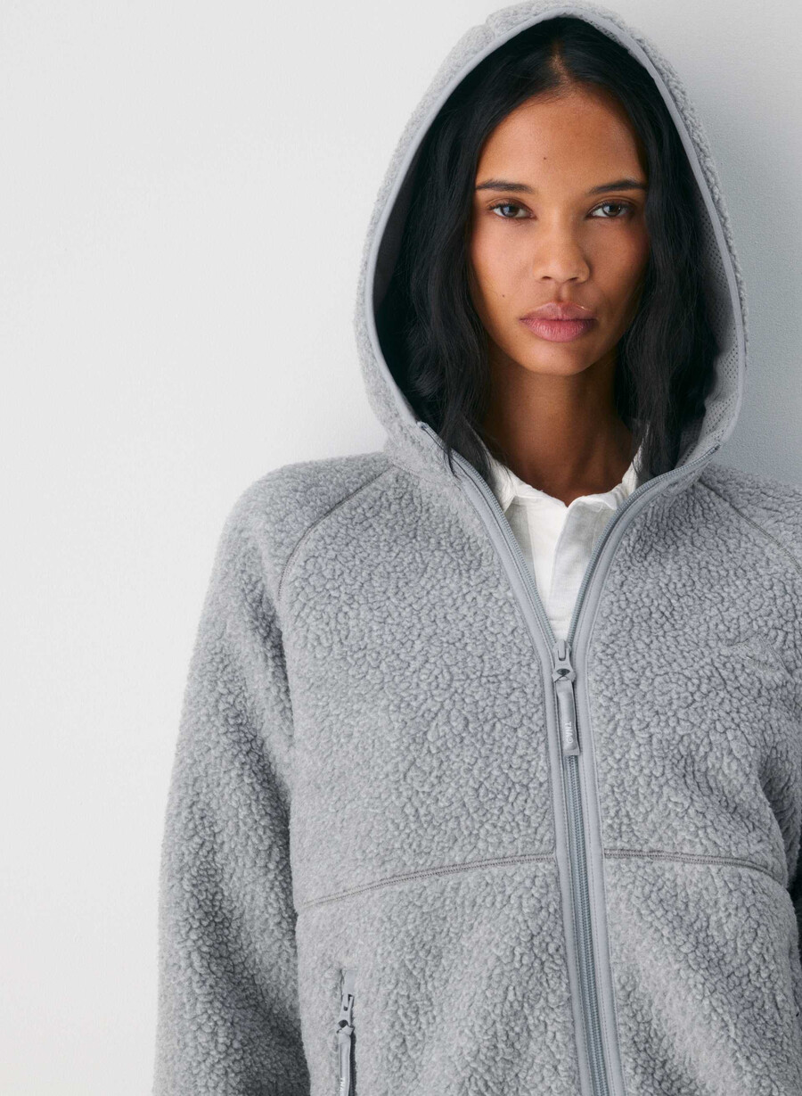 polartec thermal pro raglan zip hoodie heather athletic gre