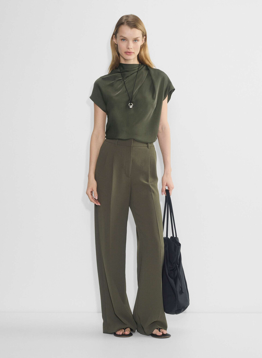 the effortless pant wider - crepette dark olive