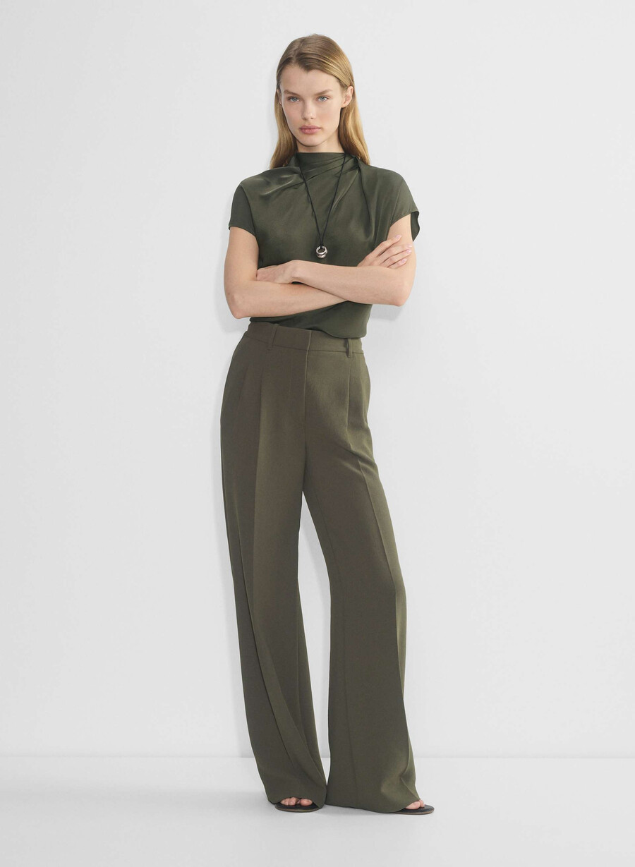 the effortless pant wider - crepette dark olive