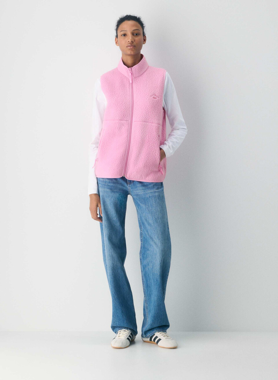 polartec thermal pro mockneck vest morganite pink