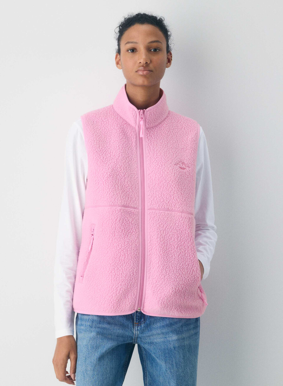 polartec thermal pro mockneck vest morganite pink