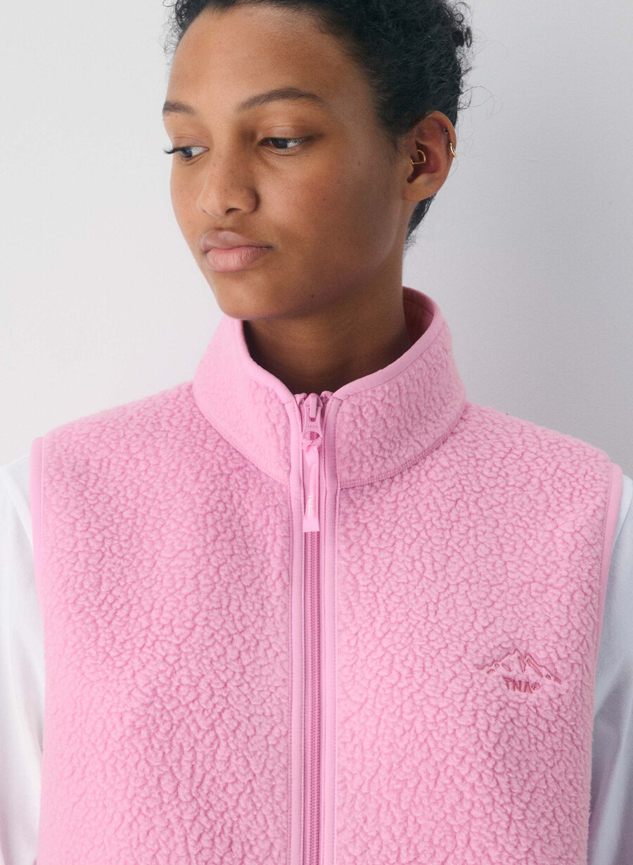 polartec thermal pro mockneck vest morganite pink