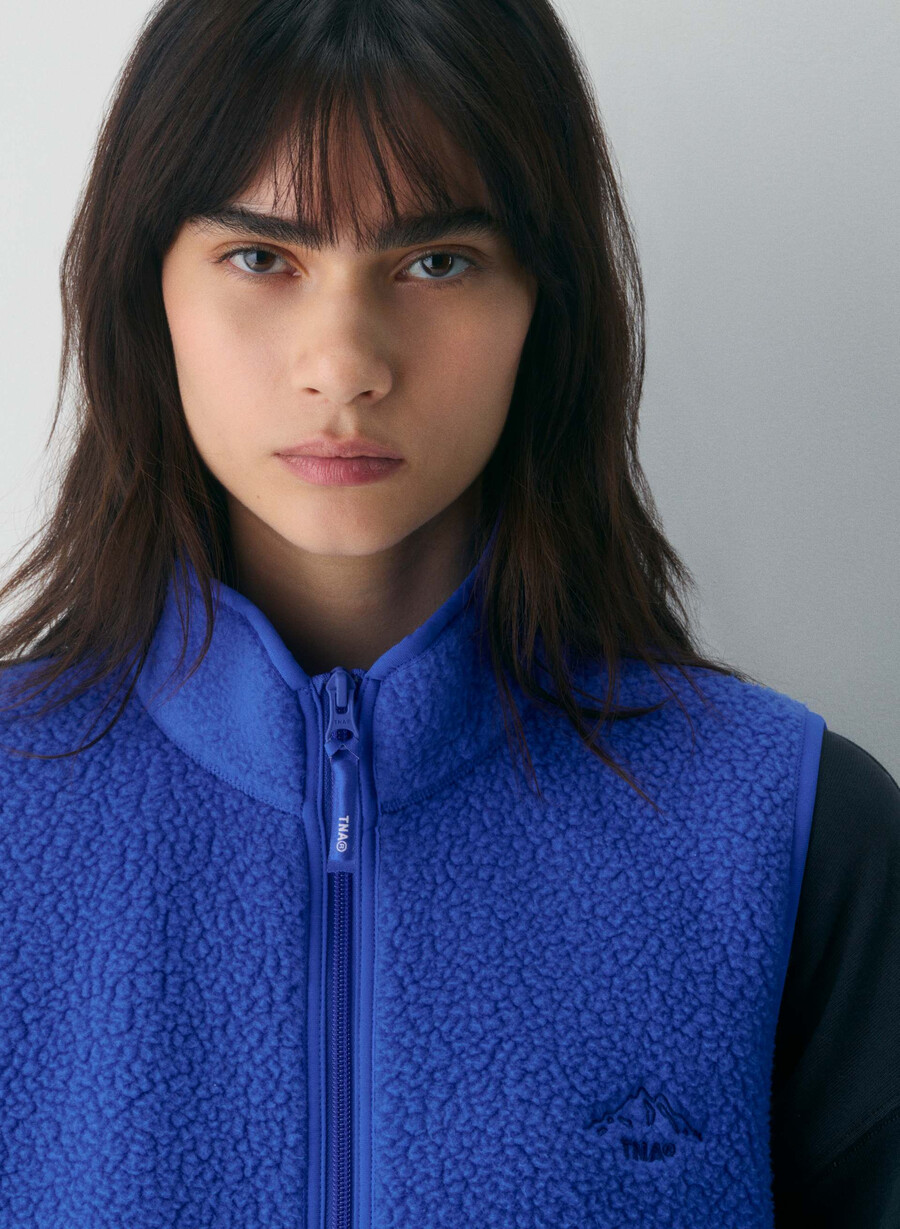 polartec thermal pro mockneck vest jazz blue