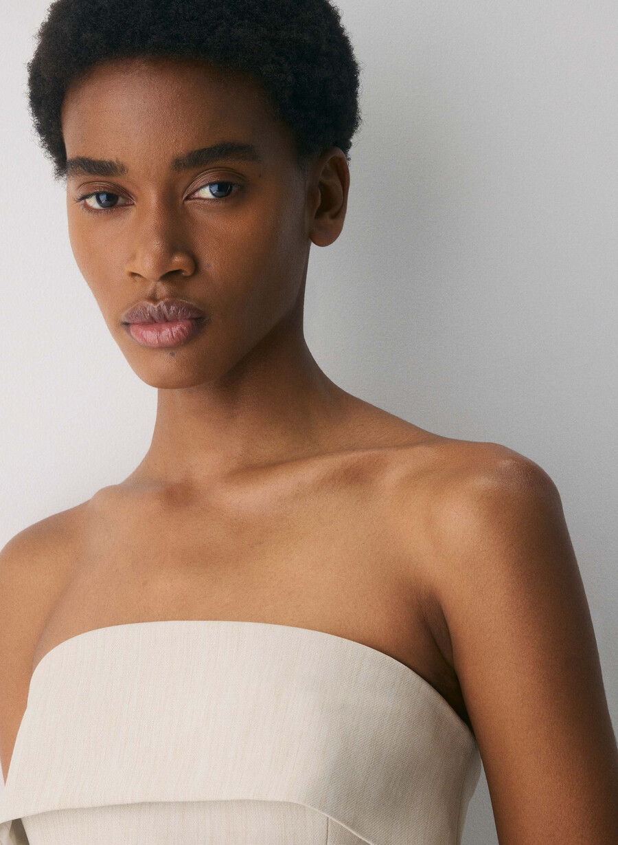 element tube top - ressential heather matte pearl