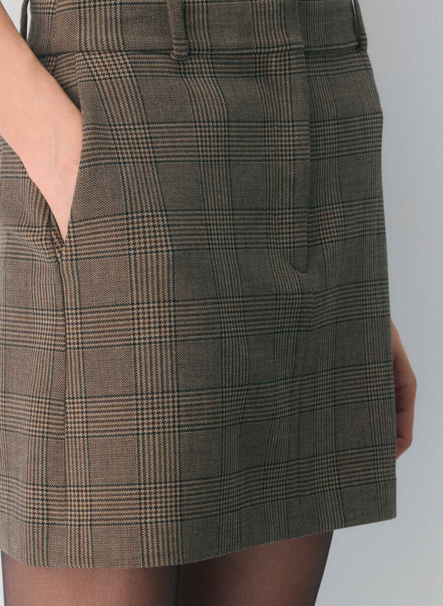 chisel skirt - ressential tyson chk browntaup