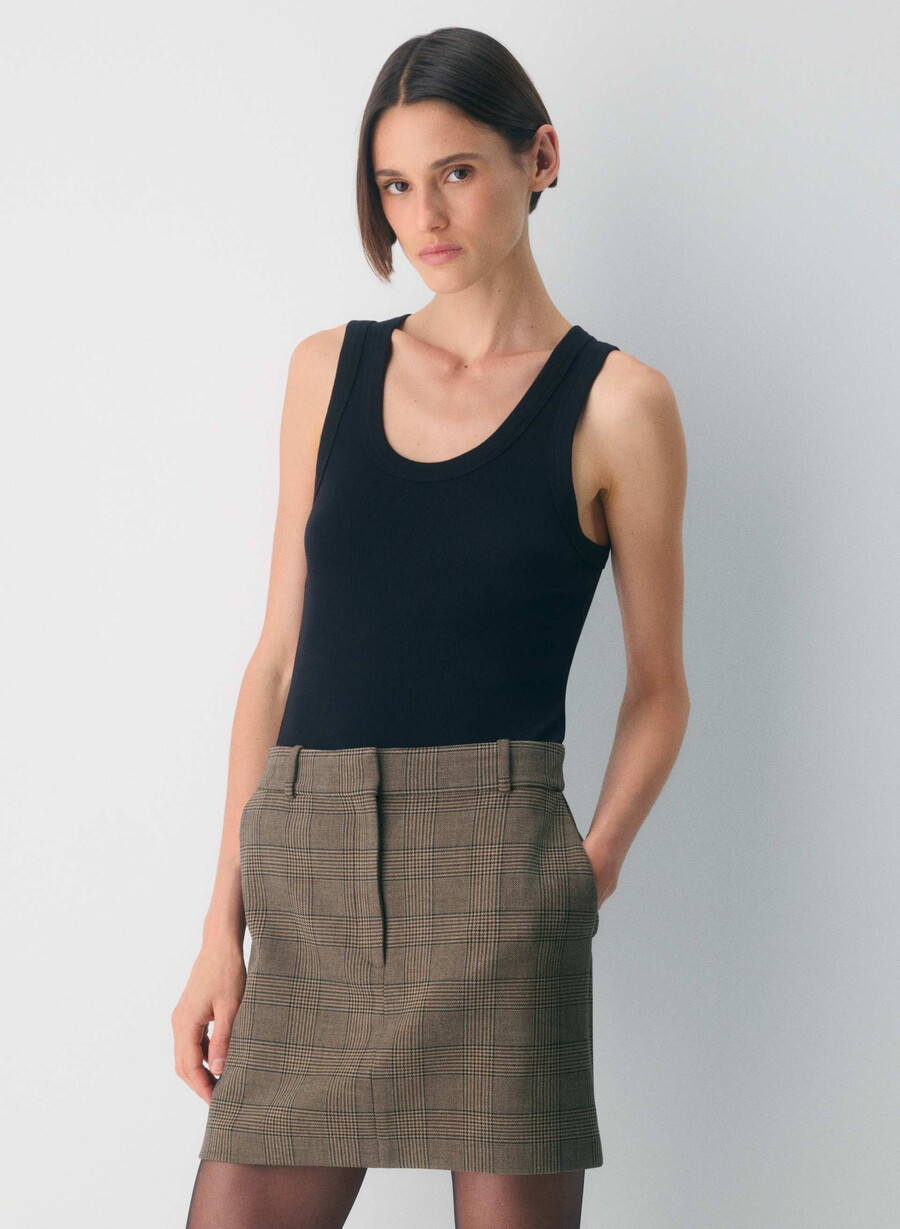 chisel skirt - ressential tyson chk browntaup