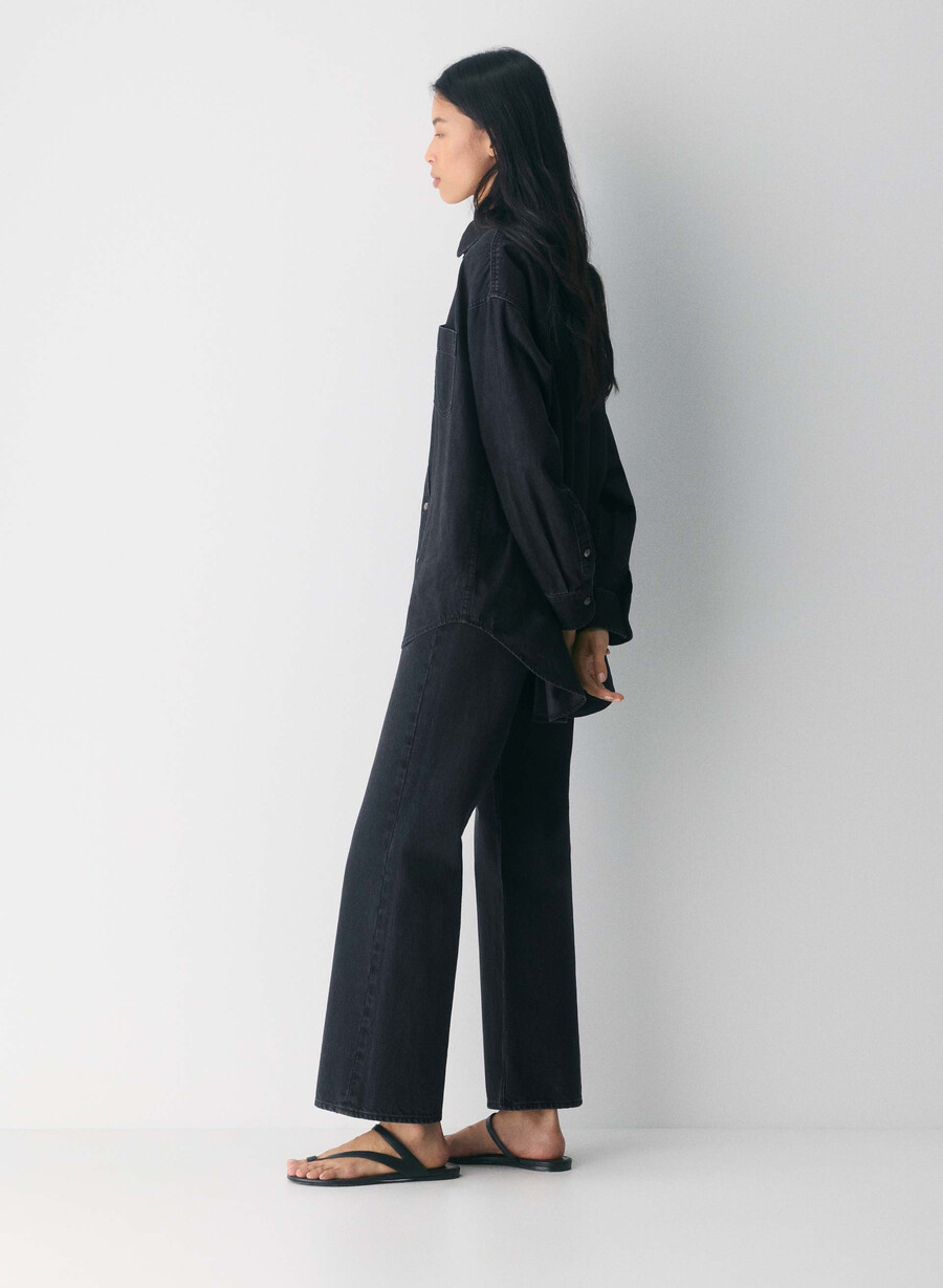denim forum the 80s comfy denim shirt black eyeliner